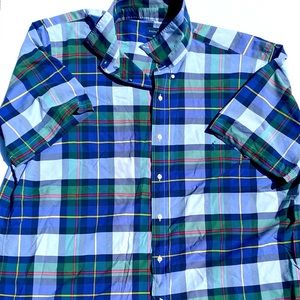 Blue/White/Green Half Sleeve Flannel Shirt